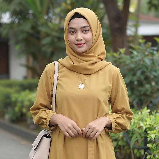 Young Asian Woman in Mustard Hijab