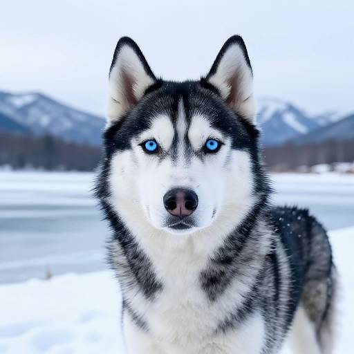 Siberian Husky in Frosty Landscape