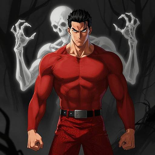 Muscular Man with Ghostly Skeleton