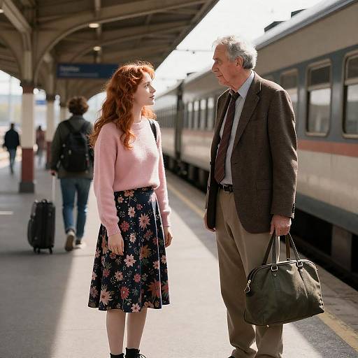 Candid Encounter at a Train Station