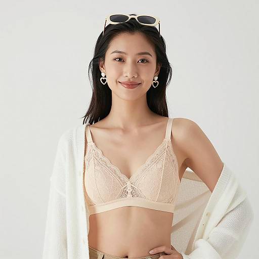 Chic Asian Woman in Light Fashion