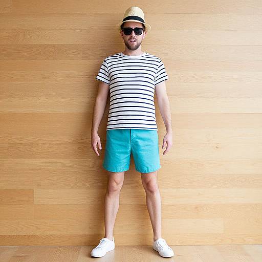 Man in Summer Costume with Hat and Sunglasses