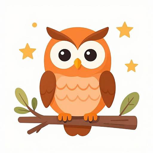 Festive Cartoon Owl on Branch