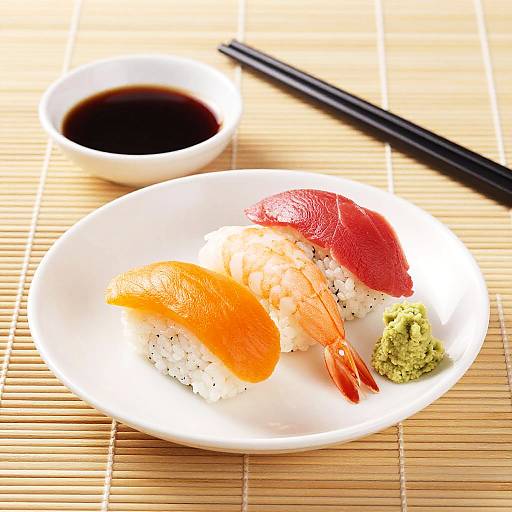 Sushi Plate on Bamboo Mat