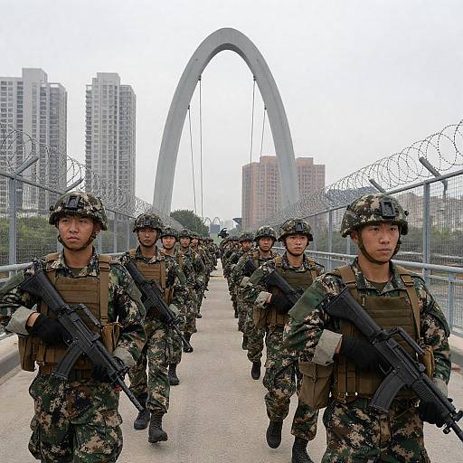 Dramatic Military Invasion on Bridge