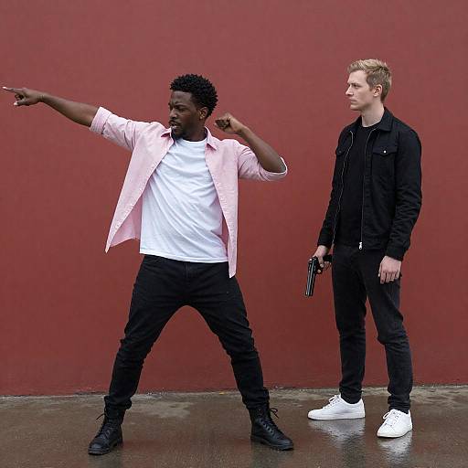 Dynamic Dance Against Red Wall