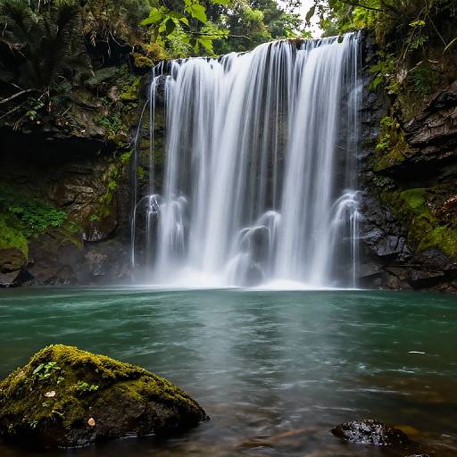 Vintage Long Exposure Waterfall Scene