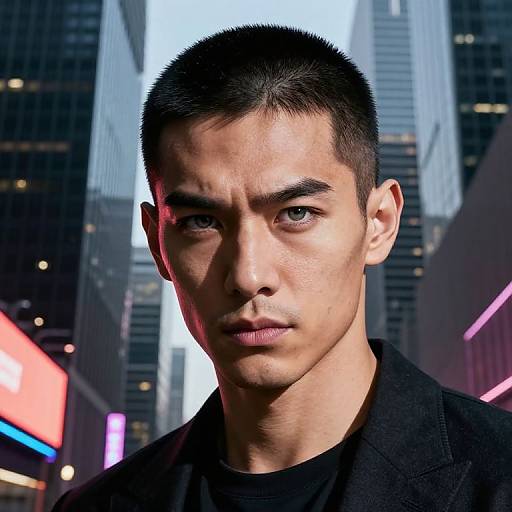 Charismatic Leader in Urban Nightscape