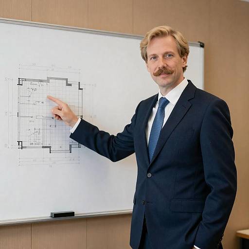 Professional Man with Blueprint in Suit