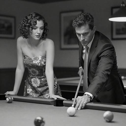 Vintage Pool Game: A Captivating Moment
