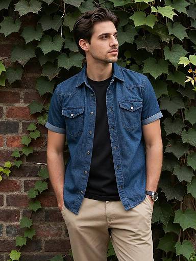 Relaxed Denim Shirt Lifestyle Outdoor Portrait