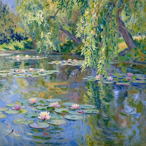 Monet-Inspired Tranquil Pond Scene