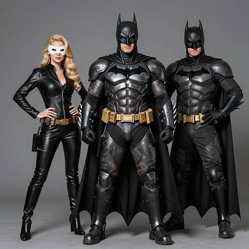 Three People in Detailed Batman Costumes