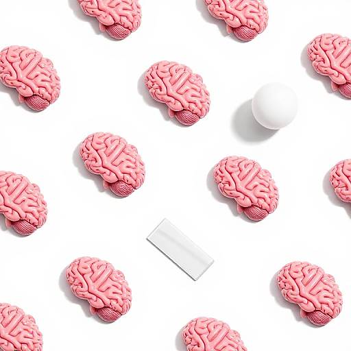 Dotwork Pink Brains Seamless Pattern