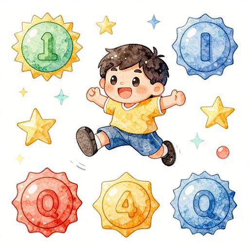 Watercolor Game Character Jumping