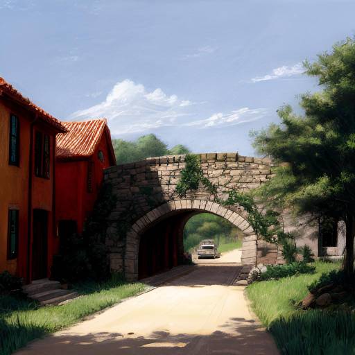 Graphite City Street with Stone Bridges