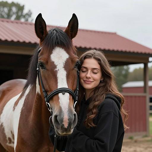 Warm Moments: Woman Hugs a Horse