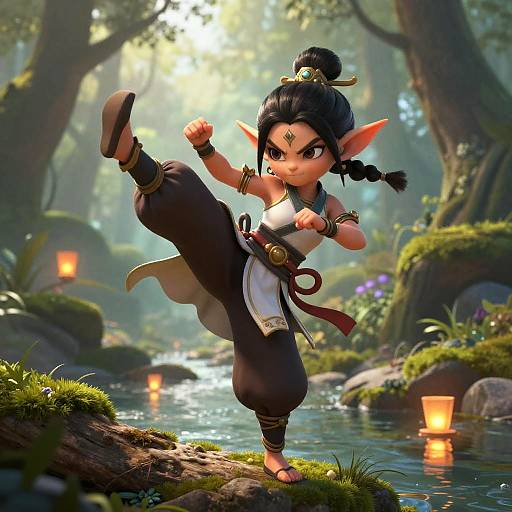 Petite Goblin Monk Spinning Kick