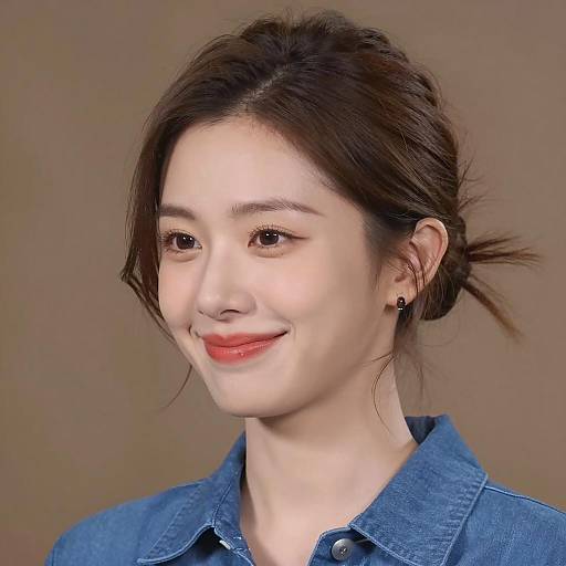 Smiling woman with brown hair in blue shirt