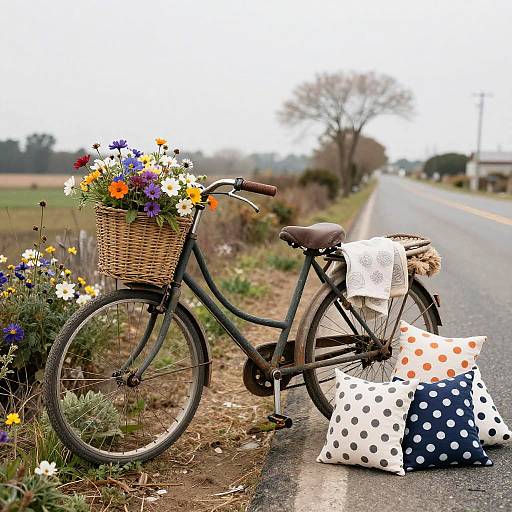 Rustic Winter Floral Bicycle Art