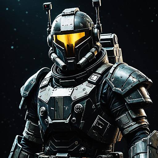 Futuristic Space Bounty Hunter in Advanced Armor