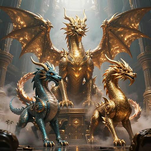 Majestic Dragon with Mythical Creatures