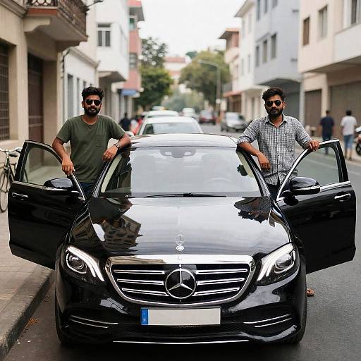 Men with Mercedes in Urban Setting