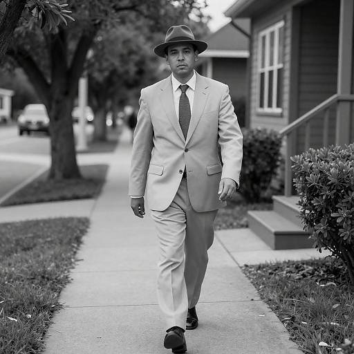 Elegant Man Strolling in Monochrome