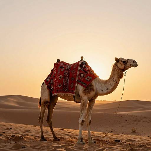 Serene Camel at Sunset with Fabric