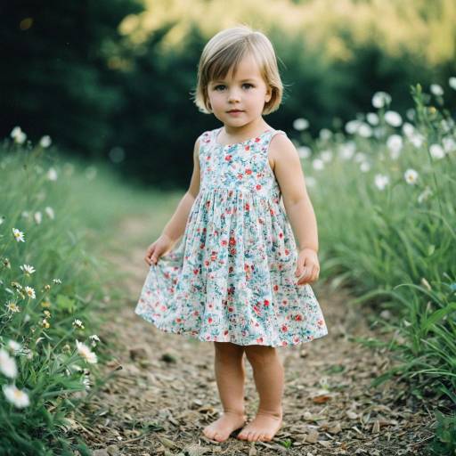 Toddler Girl in Floral Dress Outdoors