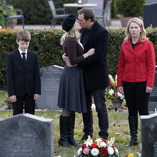 Emotional Family Tribute at Gravesite