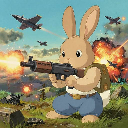 Warzone Bunny in Ghibli Style