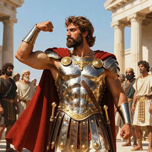 Heroic Roman Warrior in Classical Setting