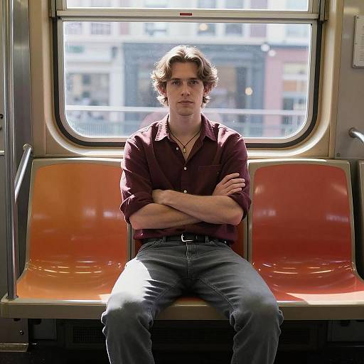 Urban Man on a Subway Bench