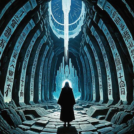 Surreal Crystalline Cave: Bioluminescent Mage