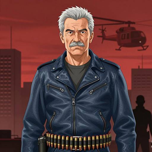 Mysterious Elder in a Futuristic City