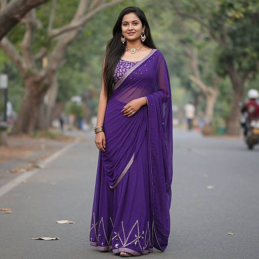 Realistic Purple Chaniya Choli Portrait