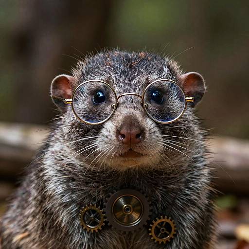 Realistic Molerat Portrait with Steampunk Glasses
