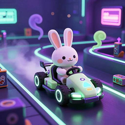Vaporwave Rabbit Hover Kart Adventure