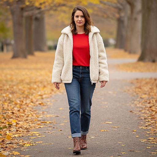 Autumn Stroll in Cozy Sherpa Jacket
