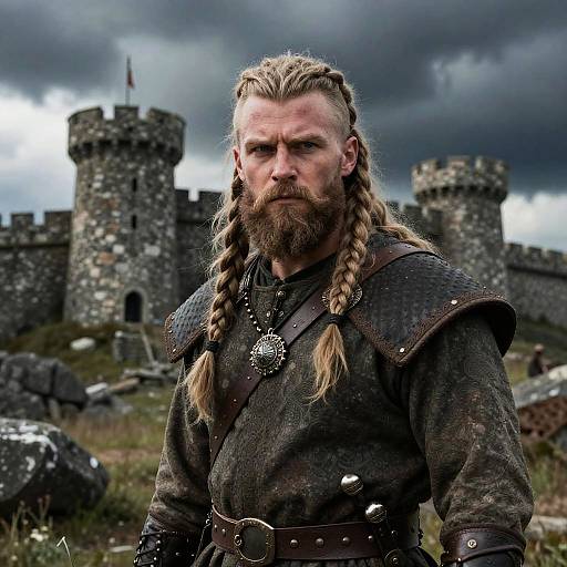 Epic Viking Warrior in Stormy Setting