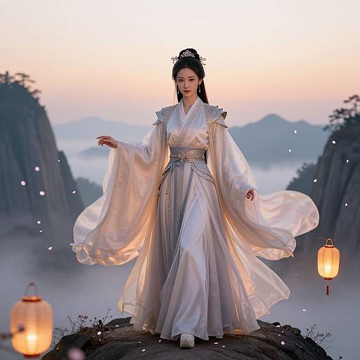Graceful Eastern Fantasy Warrior at Dawn