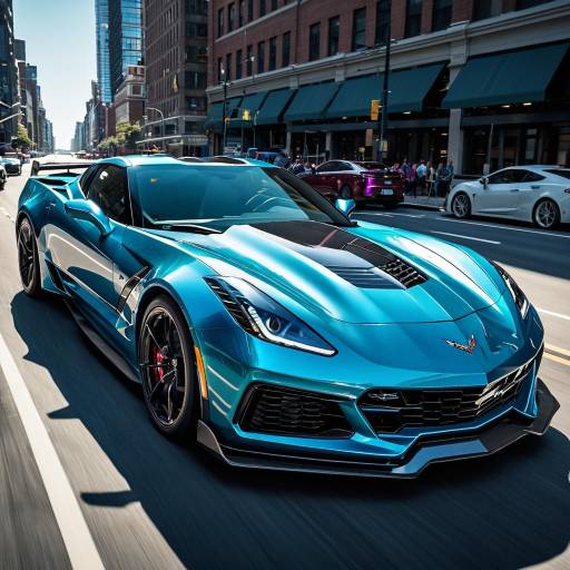 Blue Chevrolet Corvette ZR1 on City Street