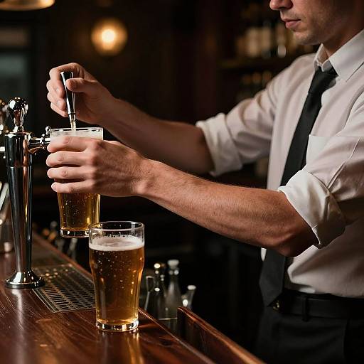 Photorealistic Bartender in Dark Bar