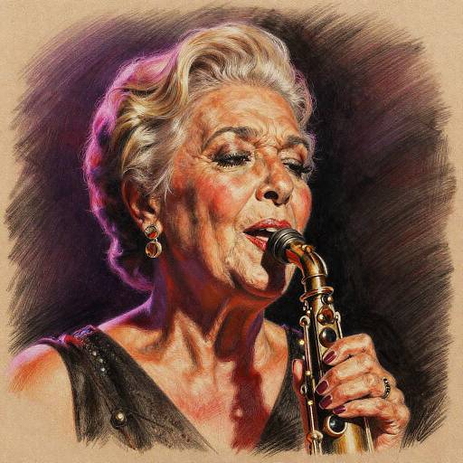 Vibrant Pencil Portrait of Elder Jazz Singer