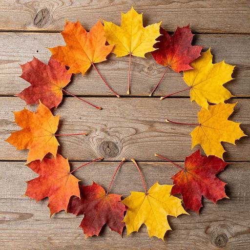 Colorful Autumn Maple Leaf Circle
