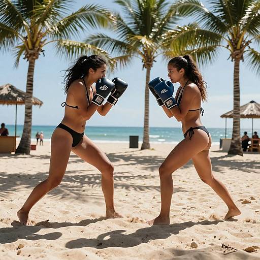 Tropical Bikini Boxing Sparring Scene