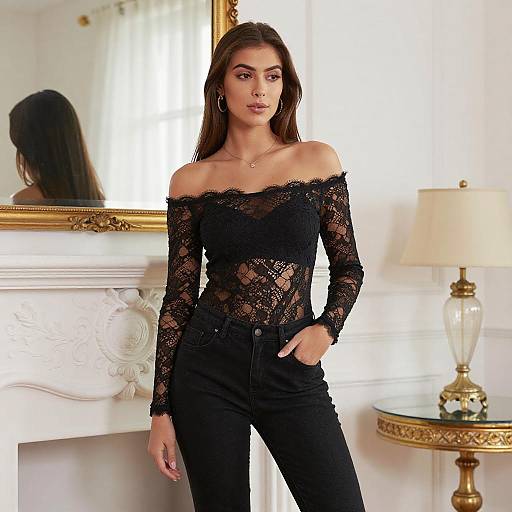 Young Woman by Ornate Fireplace