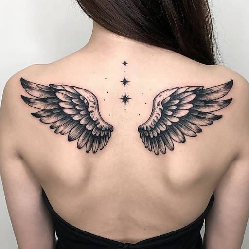 Symmetrical Angel Wings Tattoo Back