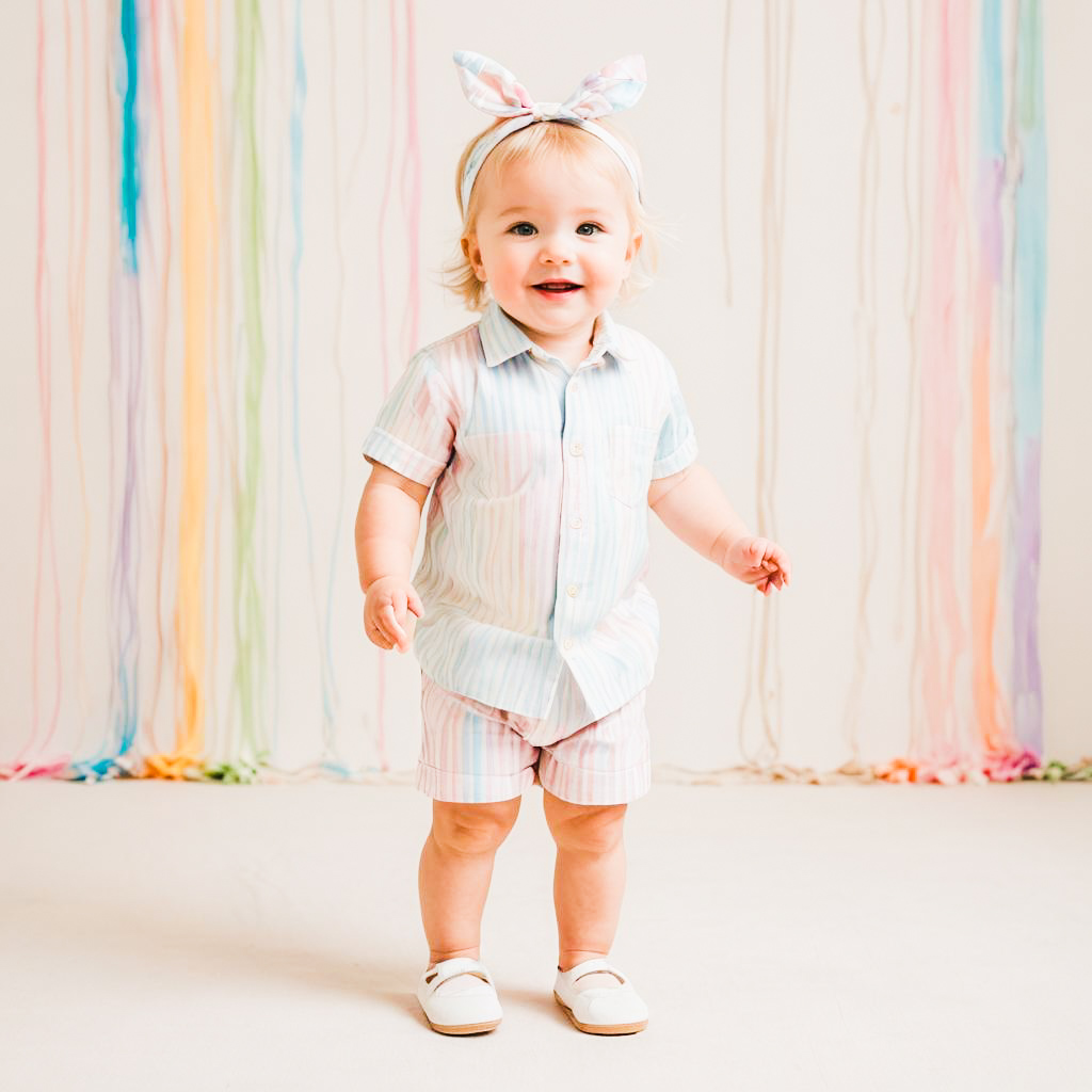 Joyful Toddler in Pastel Easter Outfit